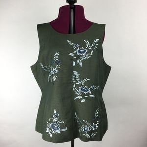 Jennifer Eden Embroidered Sleeveless Top NWT 14